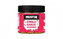 Mustin Chilli Garlic Almonds   Glass Jar  210 grams